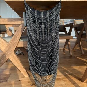 Chic Black Dress with Silver Chain Accents